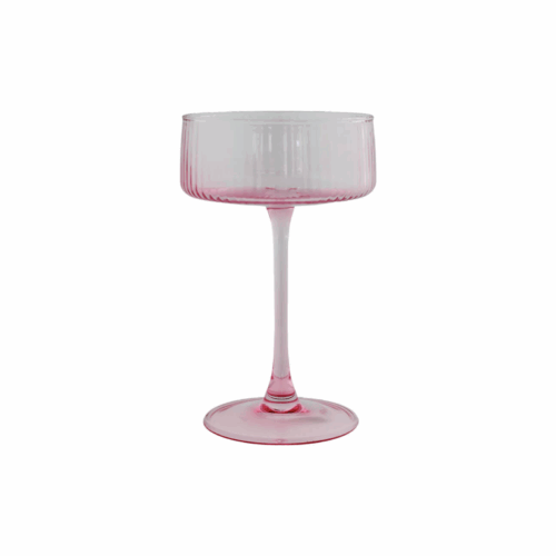 Ribbed Pink Coupe Glass